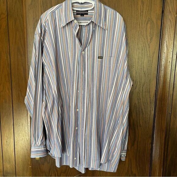 Faconnable Striped Button Relaxed Fit Dress Shirt - Picture 1 of 5